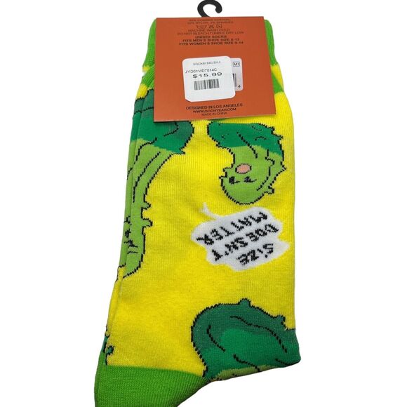 Oooh Yeah Pickle Socks Big Dill Size Doesn't Matter Novelty Print Unisex Yellow - Picture 8 of 15